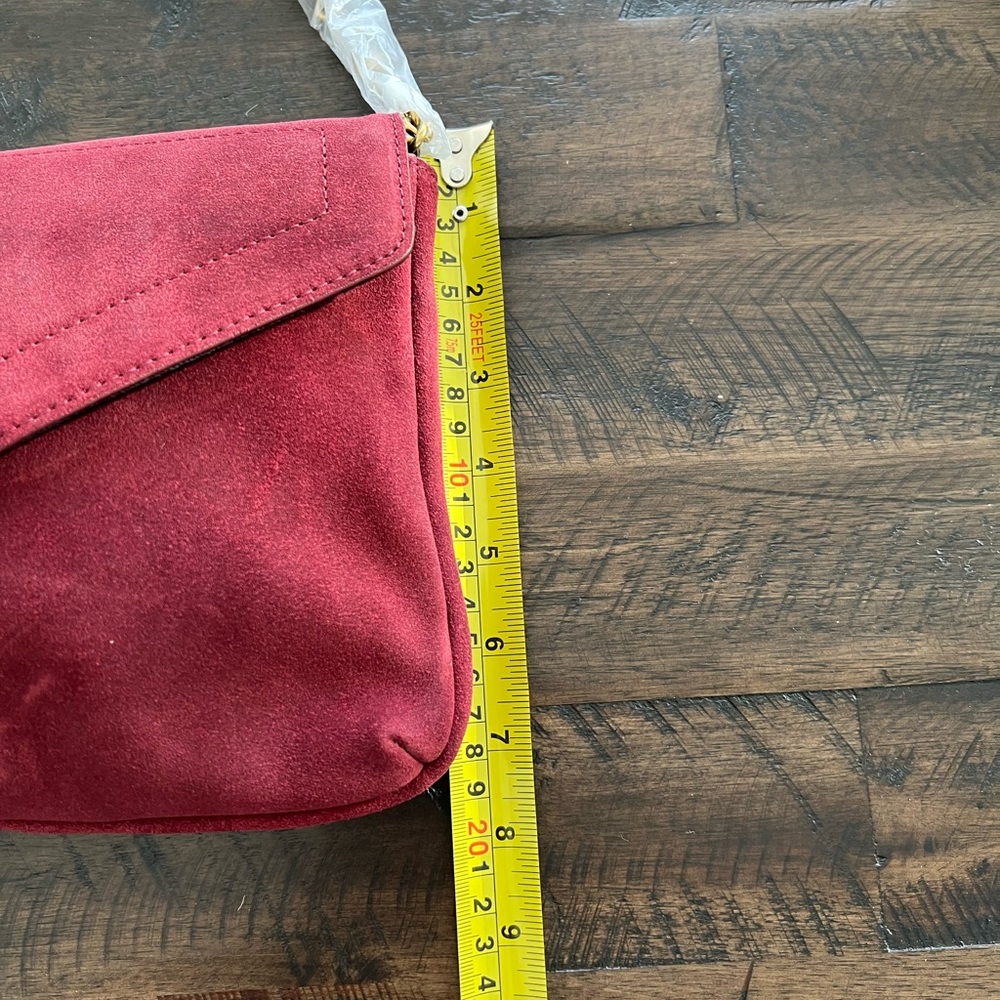 J. Crew Burgundy Suede Shoulder Bag with Gold Clasp - Picture 5 of 6
